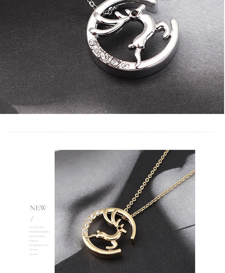Fashion 14k Gold Crystal Elk Necklace,Crystal Necklaces