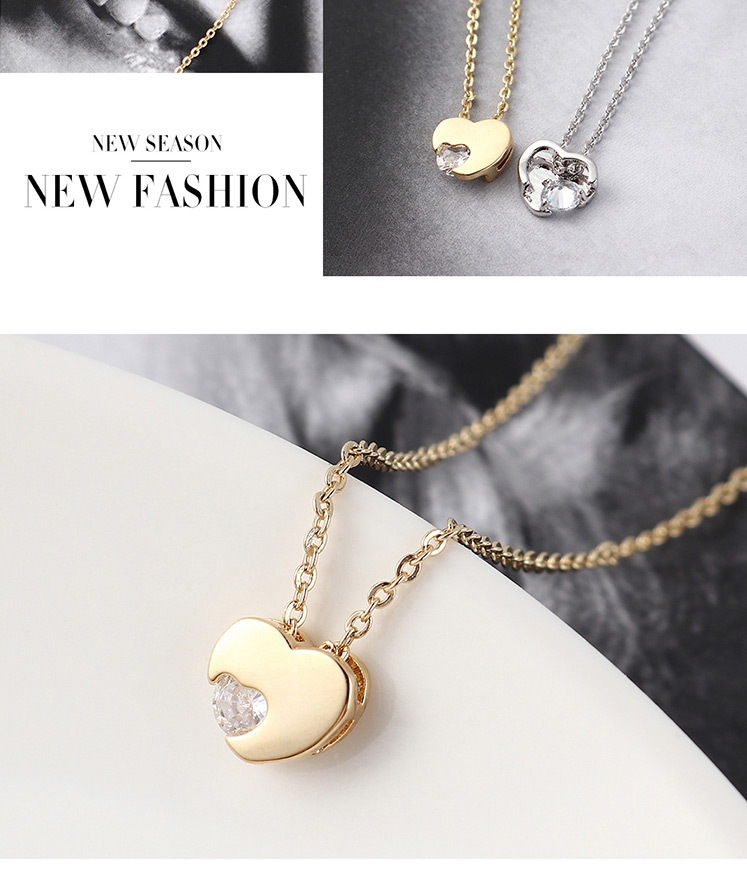 Fashion 14k Gold Heart-moving Zircon Necklace,Necklaces