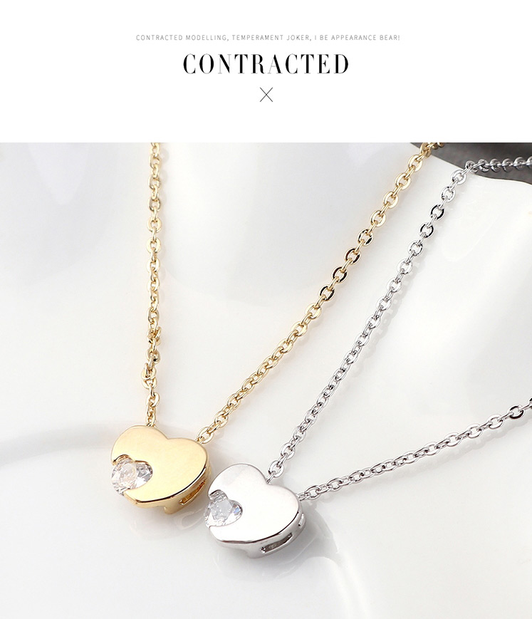 Fashion Platinum Heart-moving Zircon Necklace,Necklaces