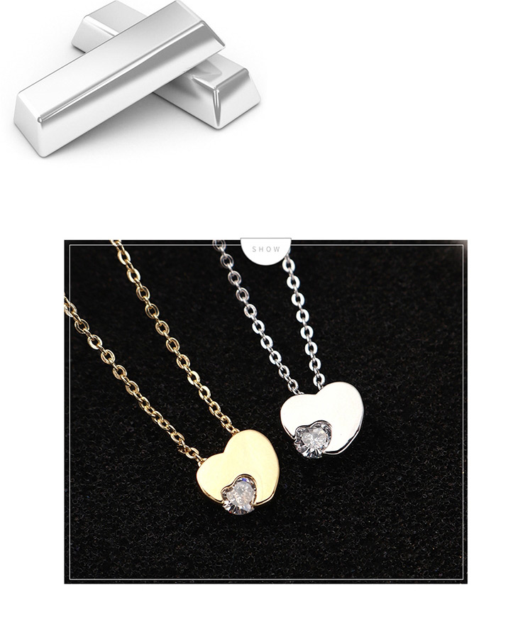 Fashion Platinum Heart-moving Zircon Necklace,Necklaces