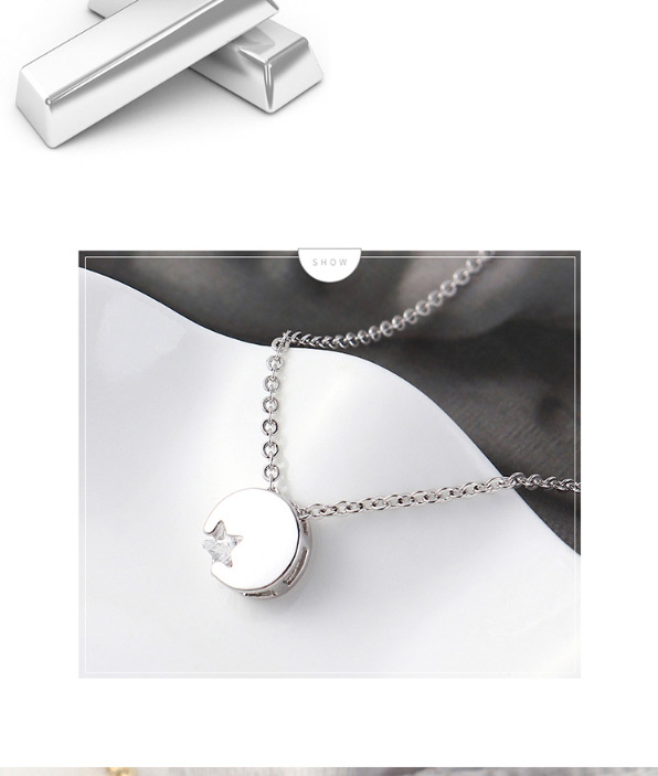 Fashion Platinum Star Moon Zircon Necklace,Necklaces