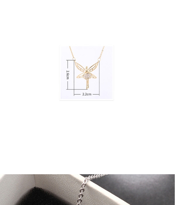 Fashion 14k Gold Dancing Butterfly Princess Zircon Necklace,Necklaces