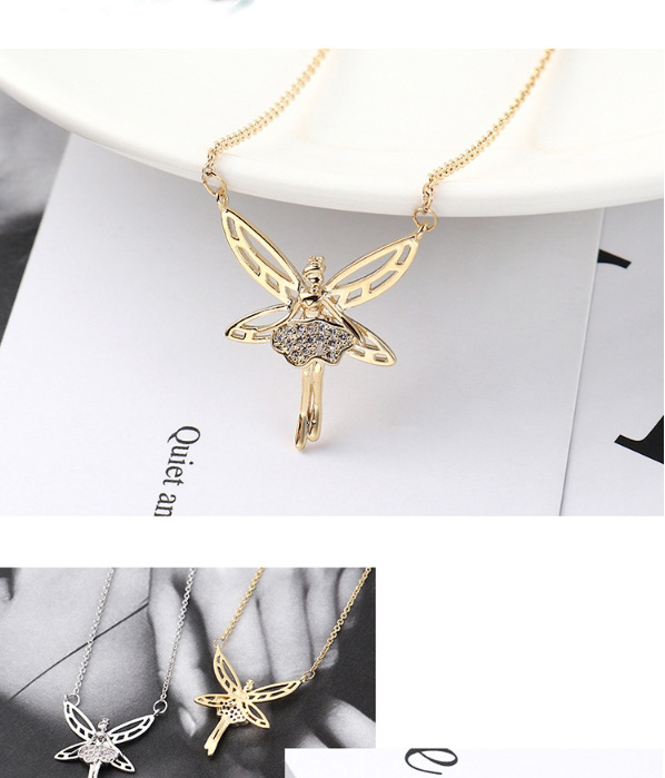 Fashion Platinum Dancing Butterfly Princess Zircon Necklace,Necklaces