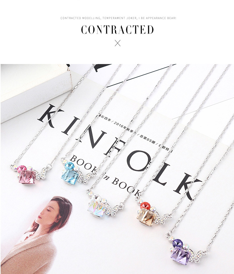 Fashion White + Color White Butterfly Crystal Love Crystal Necklace,Crystal Necklaces