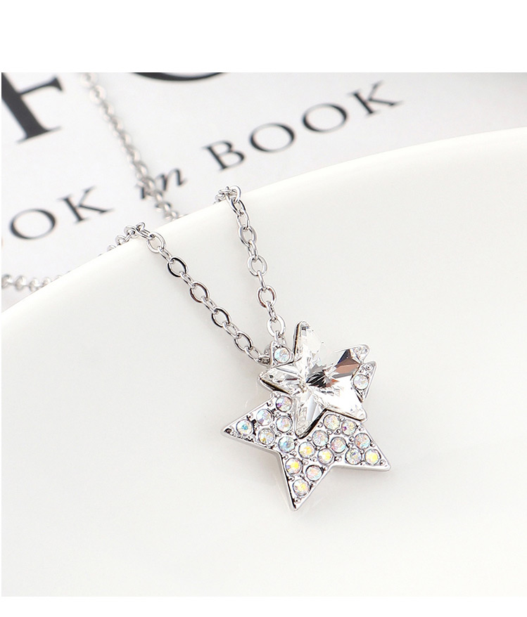 Fashion Blue Light Star Crystal Necklace,Crystal Necklaces