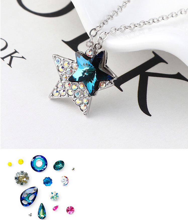 Fashion Blue Light Star Crystal Necklace,Crystal Necklaces