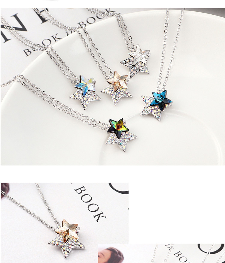 Fashion Colorful White Star Crystal Necklace,Crystal Necklaces