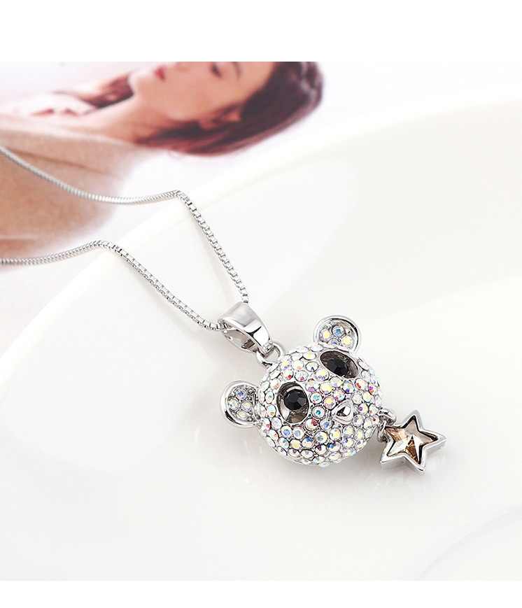 Fashion White Little Bear Star Crystal Necklace,Crystal Necklaces