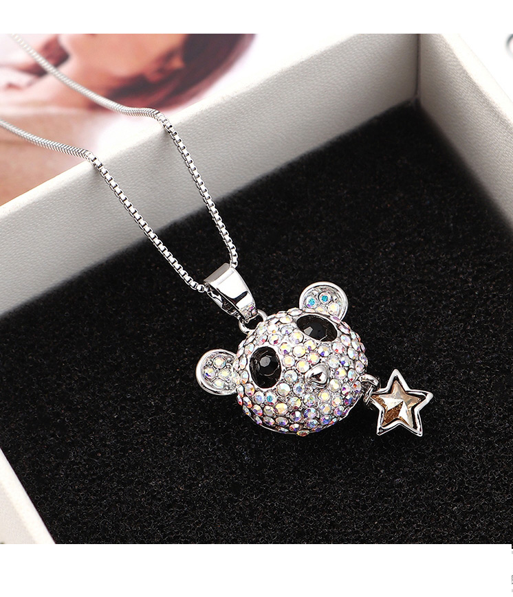 Fashion Blue Light Little Bear Star Crystal Necklace,Crystal Necklaces