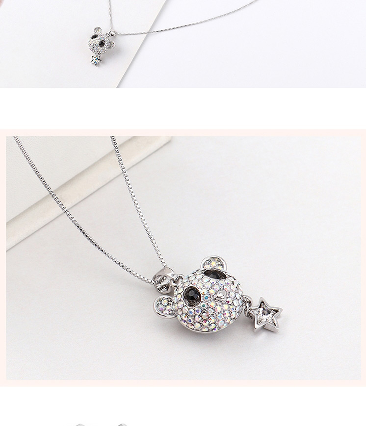 Fashion Colorful White Little Bear Star Crystal Necklace,Crystal Necklaces