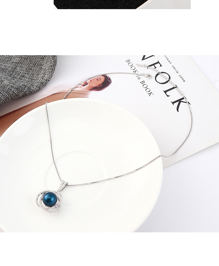 Fashion Dark Blue Flower Ball Orb Crystal Necklace,Crystal Necklaces