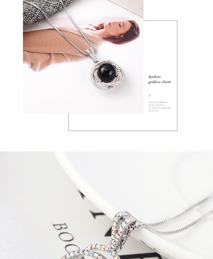 Fashion Black Flower Ball Orb Crystal Necklace,Crystal Necklaces