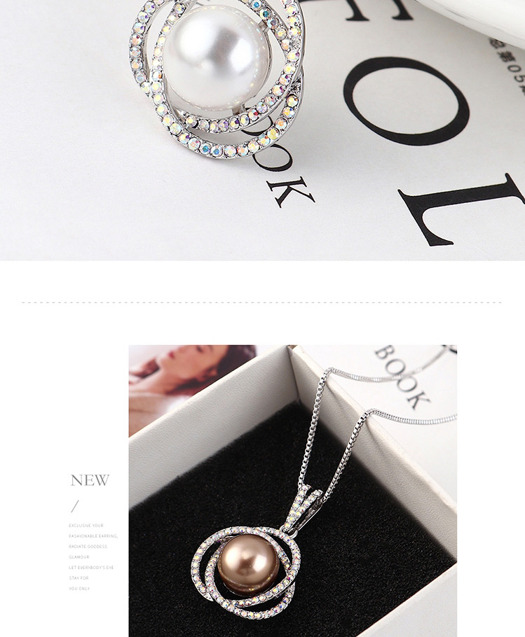 Fashion Gray Flower Ball Orb Crystal Necklace,Crystal Necklaces