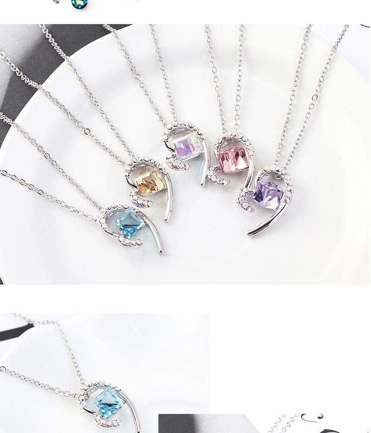 Fashion Light Rose Heart Crystal Necklace,Crystal Necklaces