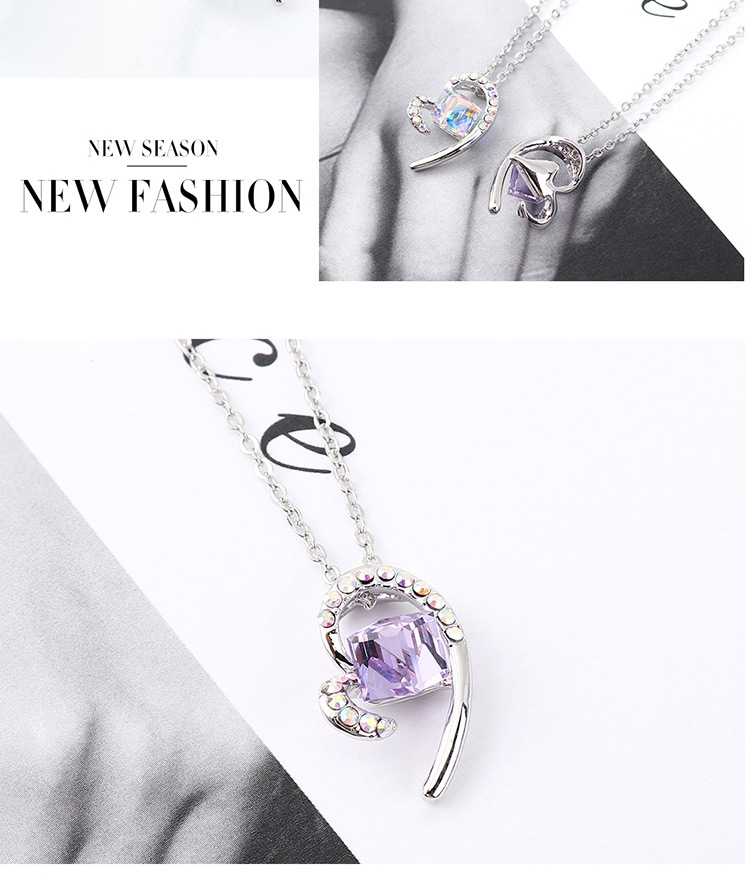 Fashion Sea Blue Heart Crystal Necklace,Crystal Necklaces