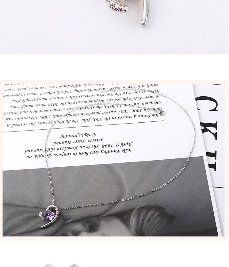 Fashion Light Rose Heart Crystal Necklace,Crystal Necklaces