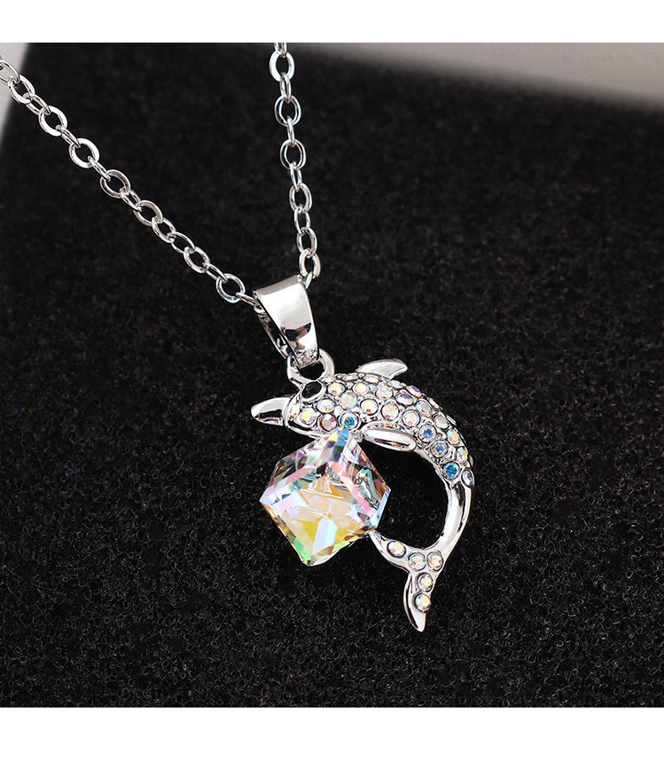 Fashion Sea Blue Dolphin Crystal Crystal Necklace,Crystal Necklaces