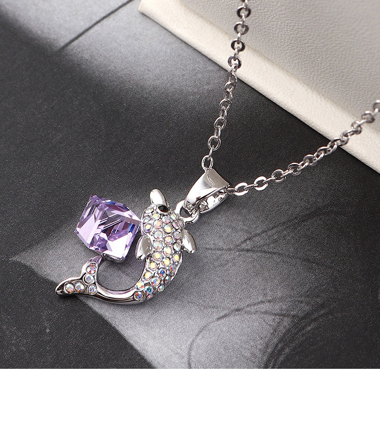 Fashion Colorful White Dolphin Crystal Crystal Necklace,Crystal Necklaces