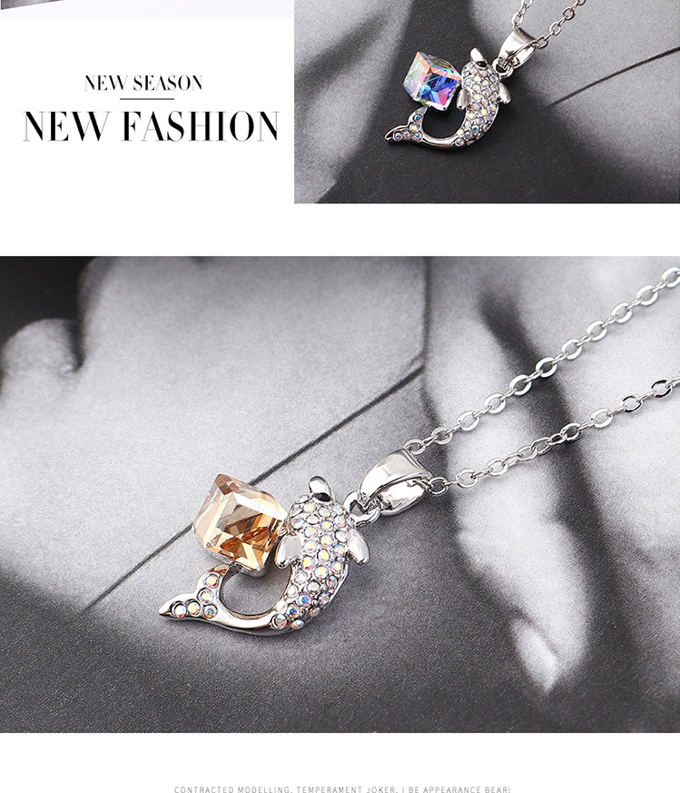 Fashion Light Rose Dolphin Crystal Crystal Necklace,Crystal Necklaces