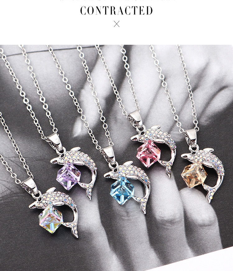 Fashion Sea Blue Dolphin Crystal Crystal Necklace,Crystal Necklaces