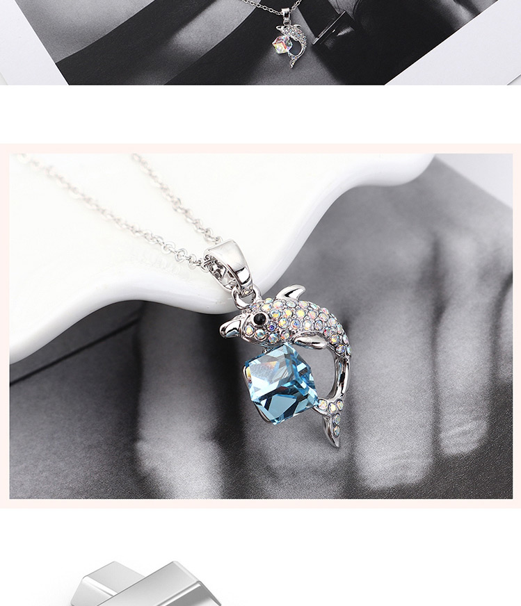 Fashion Colorful White Dolphin Crystal Crystal Necklace,Crystal Necklaces