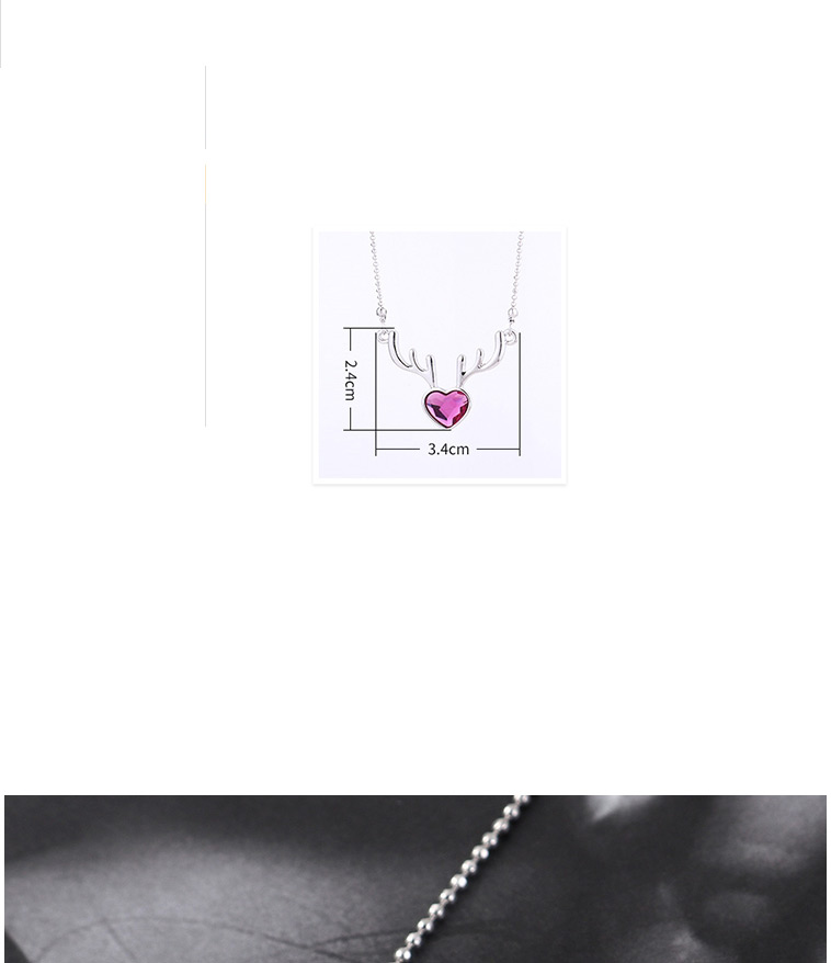 Fashion Classical Pink Elk Heart Crystal Necklace,Crystal Necklaces