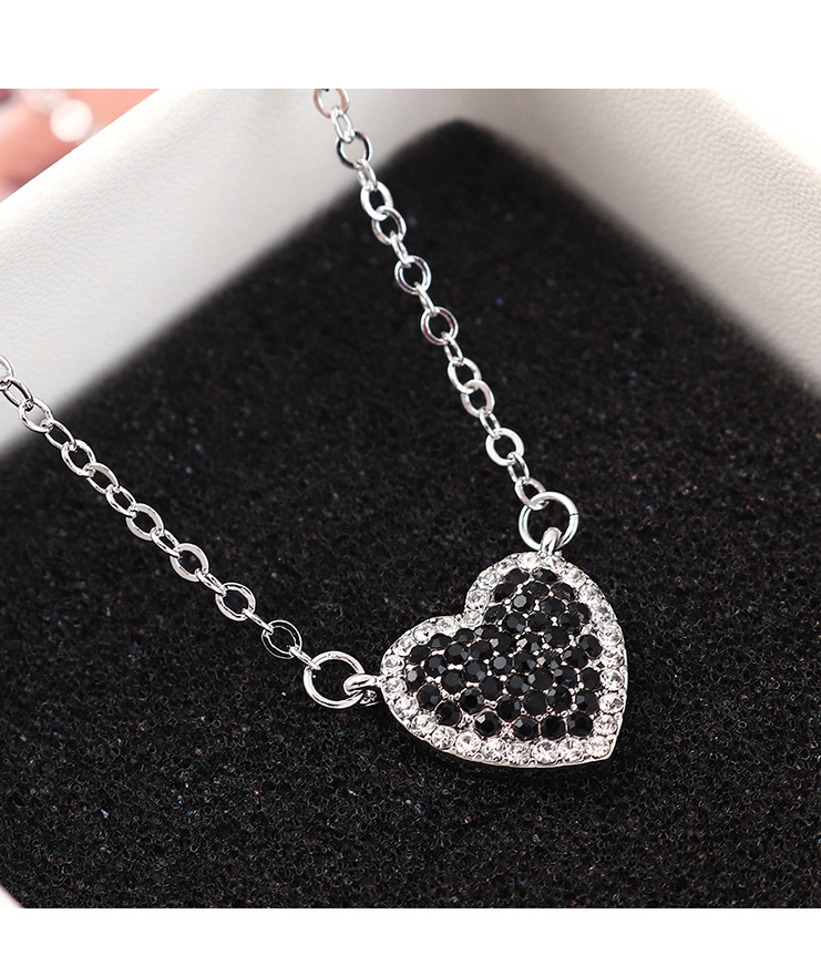 Fashion Platinum + Rose Sky Heart Crystal Necklace,Crystal Necklaces