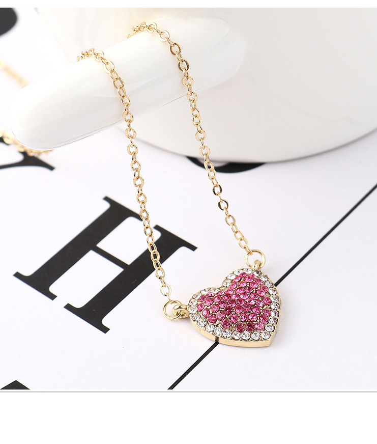 Fashion 14k Gold + Rose Red Sky Heart Crystal Necklace,Crystal Necklaces