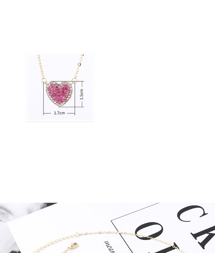 Fashion Platinum + Rose Sky Heart Crystal Necklace,Crystal Necklaces