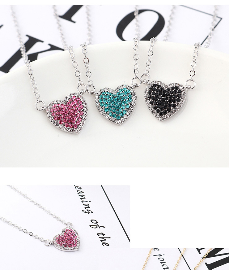 Fashion 14k Gold + Black Sky Heart Crystal Necklace,Crystal Necklaces