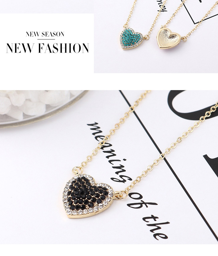 Fashion Platinum + Blue Zircon Sky Heart Crystal Necklace,Crystal Necklaces