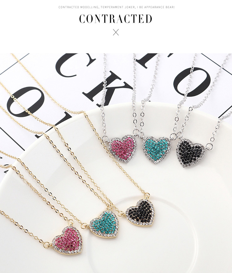 Fashion 14k Gold + Black Sky Heart Crystal Necklace,Crystal Necklaces