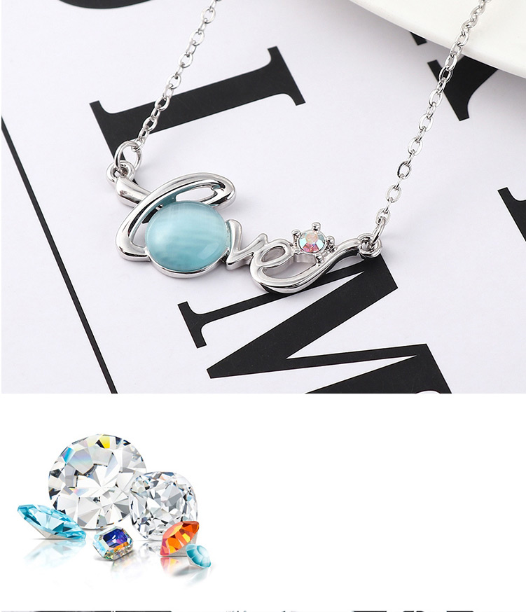 Fashion Light Blue Crystal Opal C Necklace - Star Color,Pendants