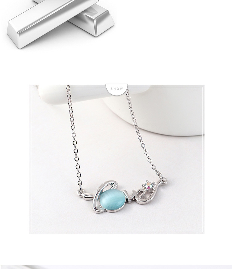 Fashion Light Blue Crystal Opal C Necklace - Star Color,Pendants