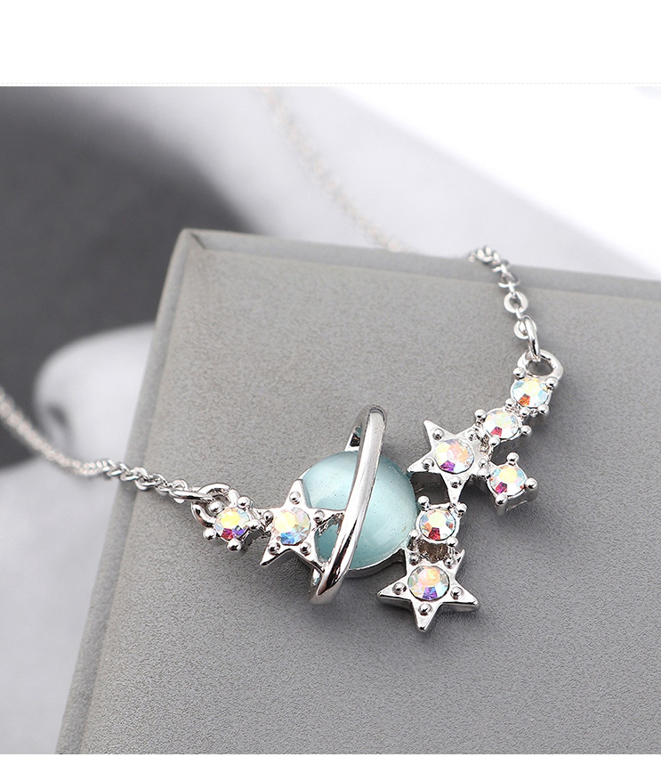Fashion Light Blue Crystal Opal A Money Chain - Starlight Color,Pendants