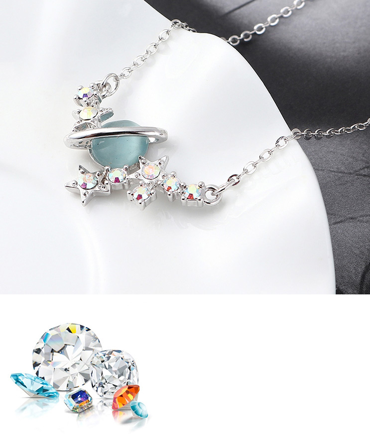 Fashion Light Blue Crystal Opal A Money Chain - Starlight Color,Pendants