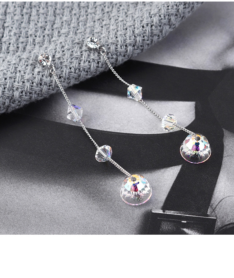 Fashion Silver Crystal Earrings - Teardrop Beads,Stud Earrings