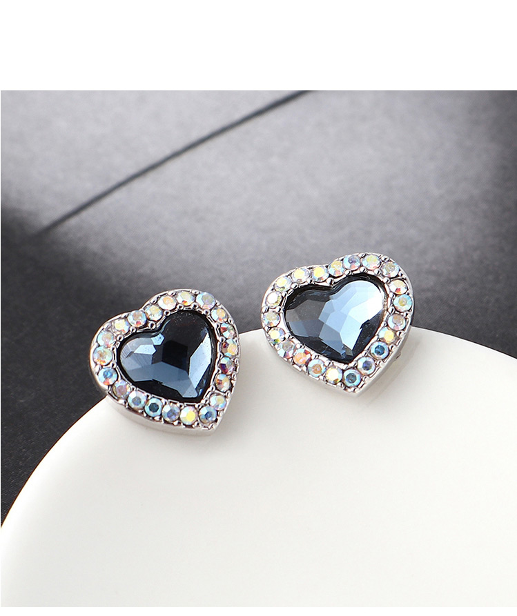 Fashion Gold Crystal Stud Earrings - Sweetheart,Stud Earrings