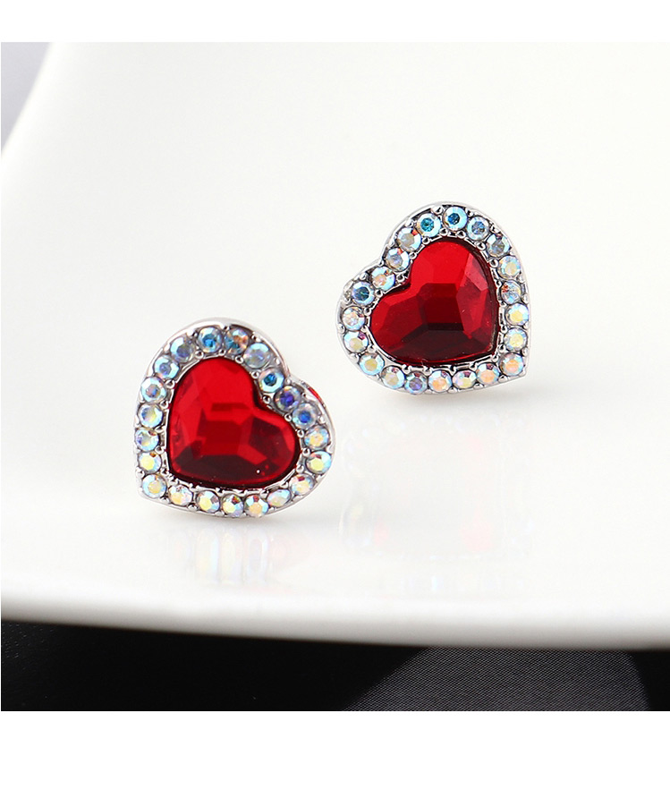 Fashion Denim Blue Crystal Stud Earrings - Sweetheart,Stud Earrings