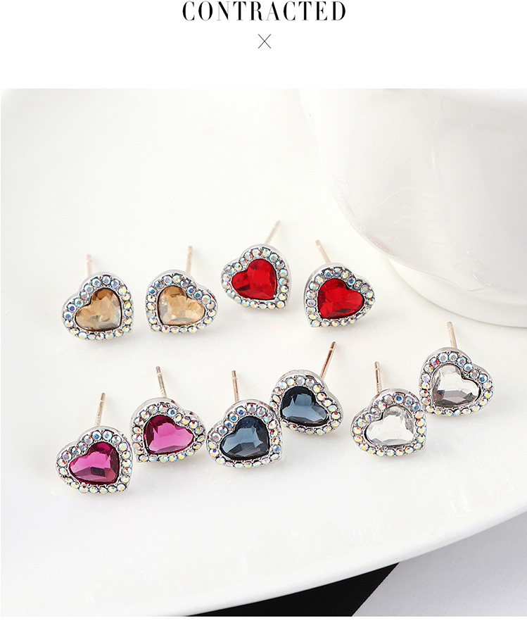 Fashion Light Red Crystal Stud Earrings - Sweetheart,Stud Earrings