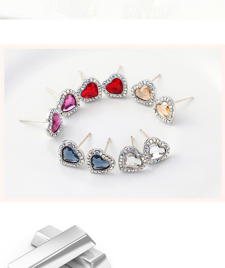 Fashion Light Red Crystal Stud Earrings - Sweetheart,Stud Earrings