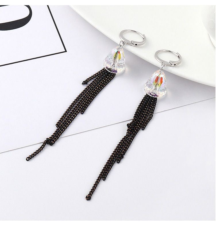 Fashion Black Crystal Earrings - Colorful,Stud Earrings