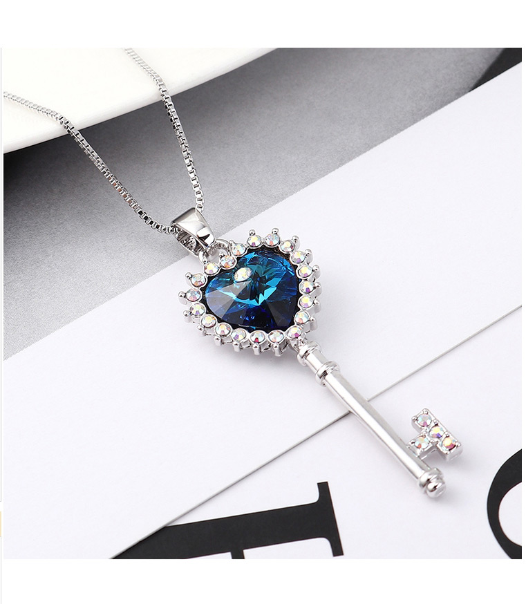 Fashion Blue Light Crystal Necklace - Key To The Atrium,Pendants