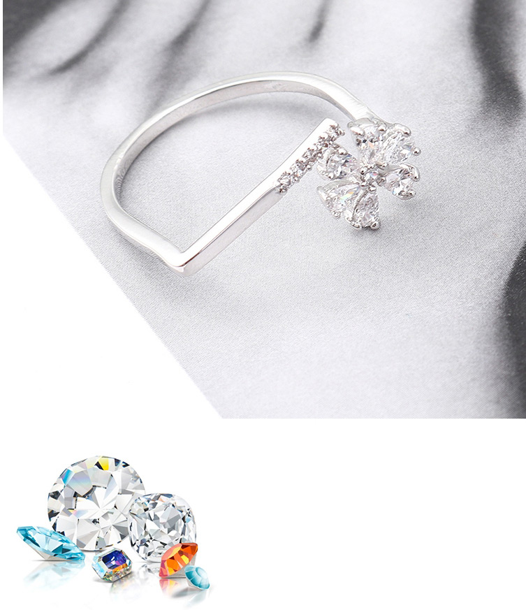 Fashion Platinum Zircon Ring - Flowery,Fashion Rings