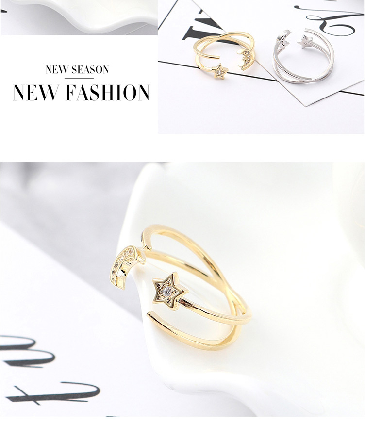 Fashion 14k Gold Zircon Ring - Chasing Star Arch,Fashion Rings