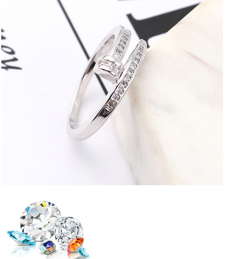 Fashion Platinum Zircon Ring - Belt Buckle,Fashion Rings