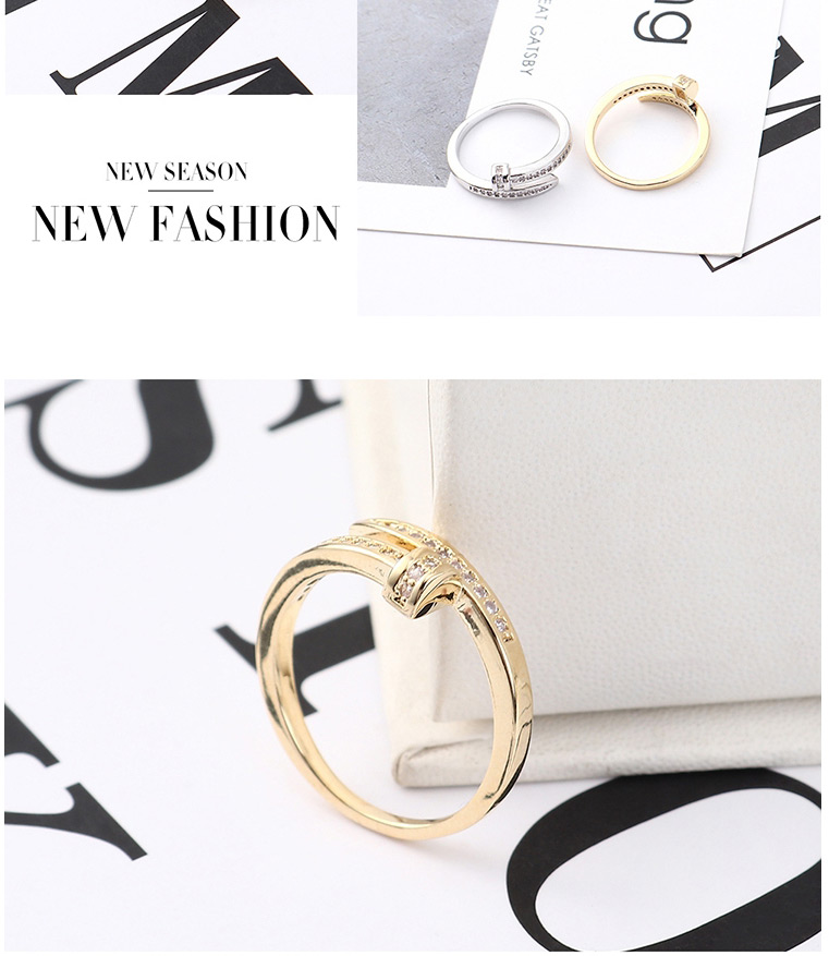 Fashion Platinum Zircon Ring - Belt Buckle,Fashion Rings