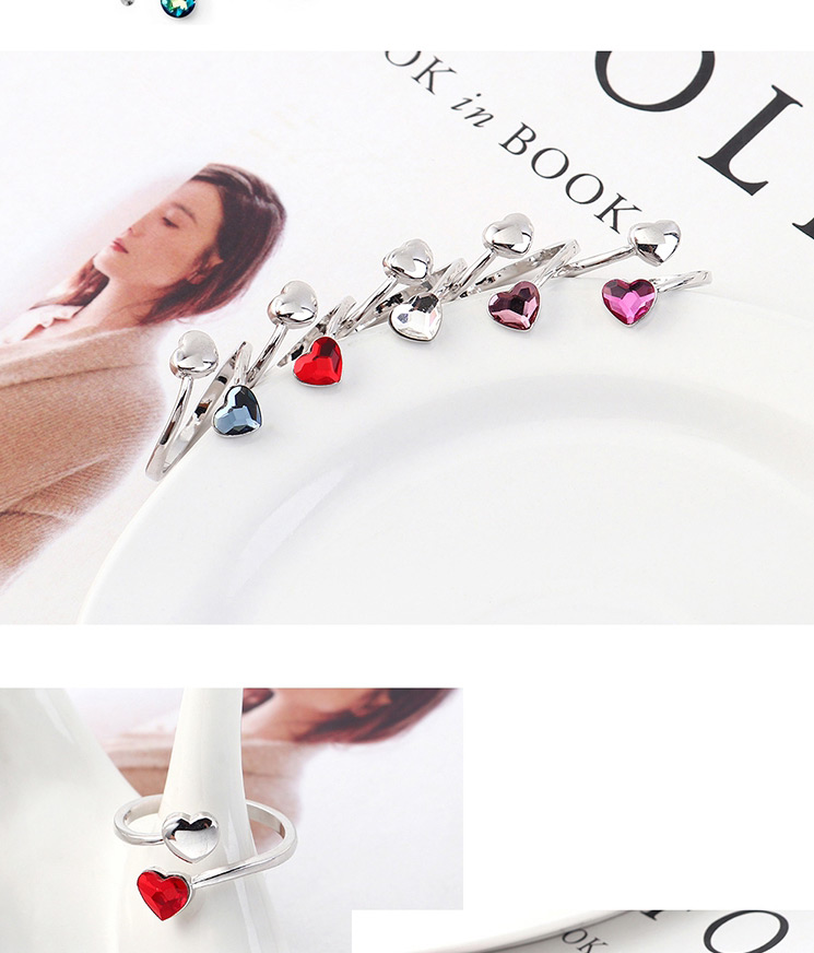 Fashion Light Red Crystal Ring - Heart Love,Fashion Rings