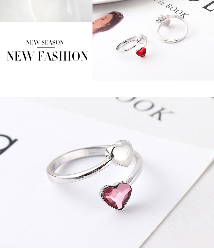 Fashion Denim Blue Crystal Ring - Heart Love,Fashion Rings