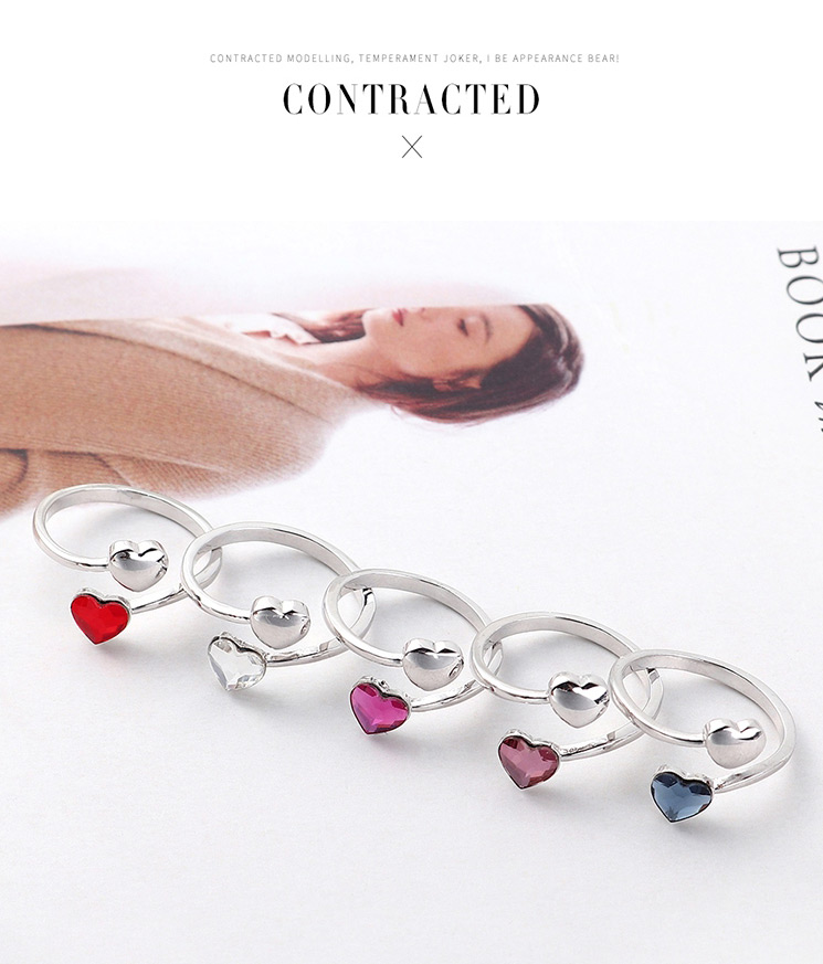 Fashion White Crystal Ring - Heart Love,Fashion Rings